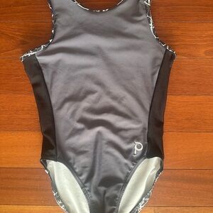 Plum Flip Slide Leotard-AXS-Black and Gray